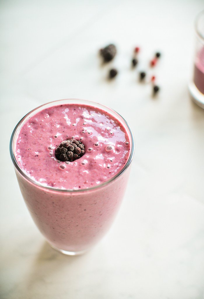  Fruit smoothie topped with a berry